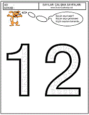 okul öncesi 12 sayısı çizgi çalışması